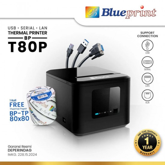Blueprint T80P Printer Kasir Thermal Desktop 80mm USB LAN Serial RJ11 Blueprint T80P Printer Kasir Thermal Desktop 80mm USB LAN Serial RJ11