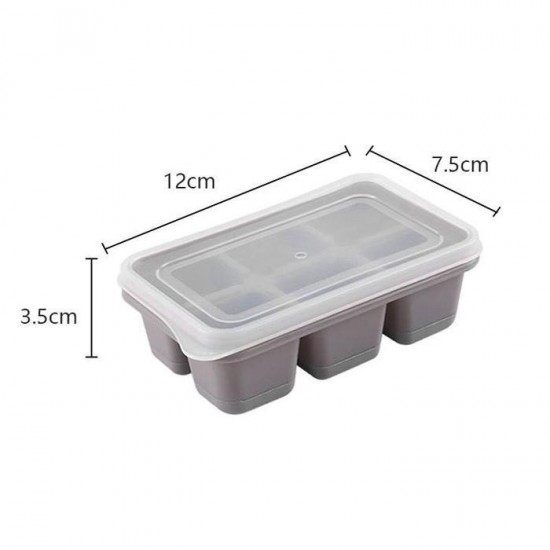 Cetakan Es 6 Kotak dengan Tutup Plastik PP Silikon Ice Cube Tray