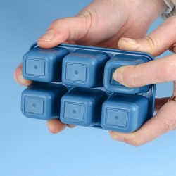 Cetakan Es 6 Kotak dengan Tutup Plastik PP Silikon Ice Cube Tray