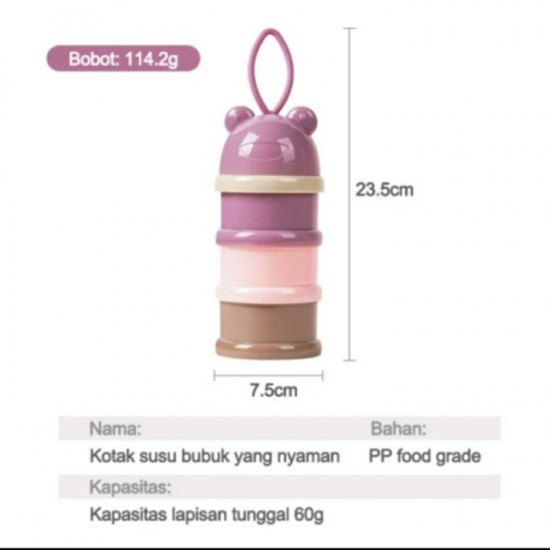 Wadah Susu atau buah Kontainer Susu Bubuk Bayi 4 susun Wadah Susu atau buah Kontainer Susu Bubuk Bayi 4 susun