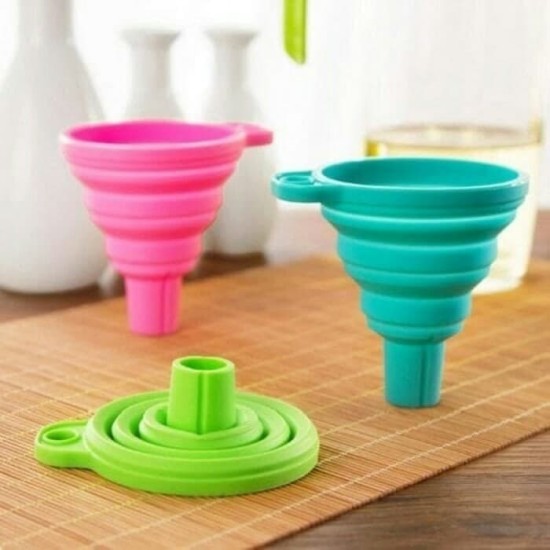 Corong Bulat Lipat Karet Silikon Collapsible Mini Funnel Corong Bulat Lipat Karet Silikon Collapsible Mini Funnel