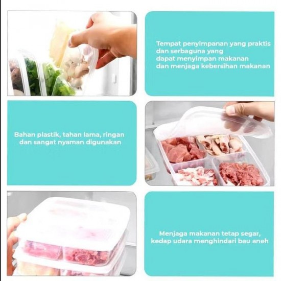 Kontainer Makanan 4 Sekat Tutup Tempat Penyimpanan