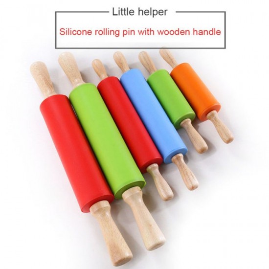 Penggiling Adonan Bahan Silikon Gagang Kayu Rolling Pin Penggiling Adonan Bahan Silikon Gagang Kayu Rolling Pin