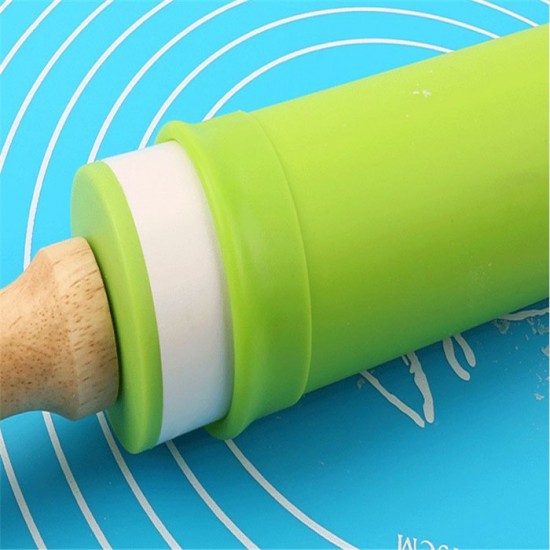 Penggiling Adonan Bahan Silikon Gagang Kayu Rolling Pin Penggiling Adonan Bahan Silikon Gagang Kayu Rolling Pin