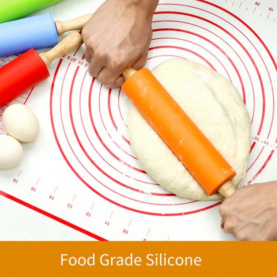 Penggiling Adonan Bahan Silikon Gagang Kayu Rolling Pin Penggiling Adonan Bahan Silikon Gagang Kayu Rolling Pin