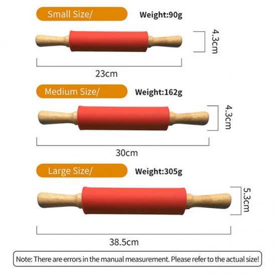 Penggiling Adonan Bahan Silikon Gagang Kayu Rolling Pin Penggiling Adonan Bahan Silikon Gagang Kayu Rolling Pin
