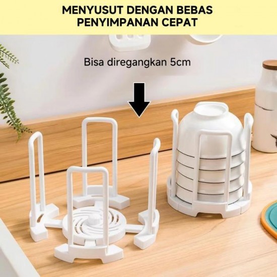 Rak Pengering Mangkok Susun Plastik Multifungsi Portable
