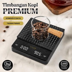 Timbangan Kopi Premium Digital 3 Kg Dual Power Silicon Pad Hitam