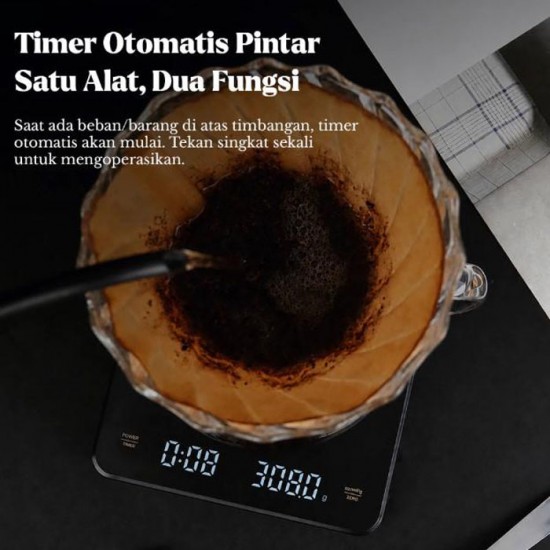 Timbangan Kopi Premium Digital 3 Kg Dual Power Silicon Pad Hitam Timbangan Kopi Premium Digital 3 Kg Dual Power Silicon Pad Hitam
