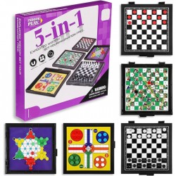 Mainan 5 in 1 Magnetic Board Game Catur Ludo Halma Ular Tangga