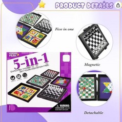 Mainan 5 in 1 Magnetic Board Game Catur Ludo Halma Ular Tangga
