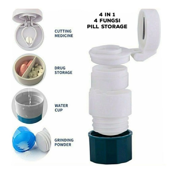 Alat Pemotong Penumbuk Penghancur Tempat Obat 4 in 1 Pill Organizer