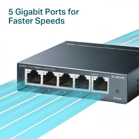 TP-LINK TL-SG105 5-Port 10/100/1000Mbps Desktop Switch Gigabit