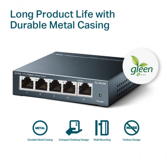TP-LINK TL-SG105 5-Port 10/100/1000Mbps Desktop Switch Gigabit