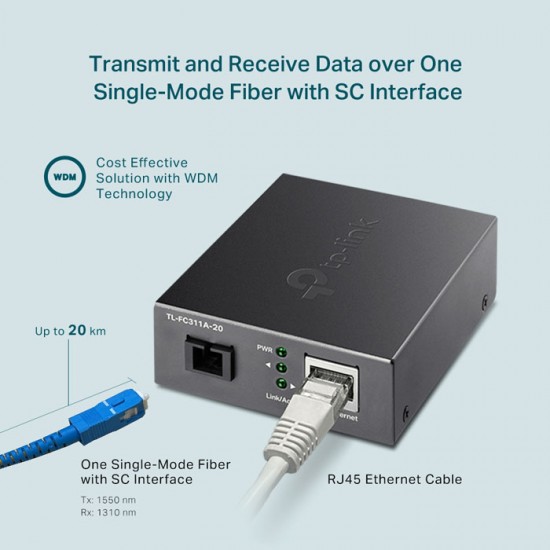 TP-LINK Omoda FC311A-20 FC311B-20 Gigabit WDM Media Converter Single Core
